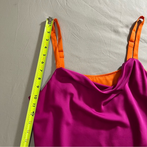 Nicole by Nicole Miller Spaghetti Strap Blouse cami cowl neck Purple Orange M - Picture 15 of 15
